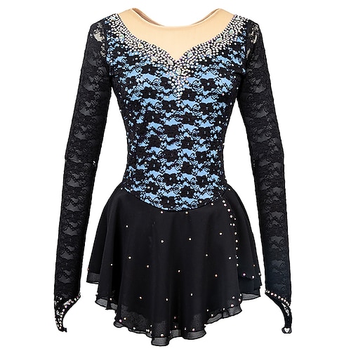 Eiskunstlaufkleid Damen Mädchen Eislaufen Kleider Austattungen Gelb Gelb Schwarz Dunkelrot Rückenfrei Gitter Spandex Hochelastisch Ausbildung Praxis Wettbewerb Eiskunstlaufkleidung Einfarbig Image