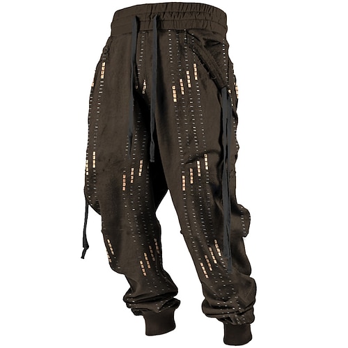 Streifen Brautkleider schlicht Herren 3D-Druck Jogginghose Trainingshose Jogginghose Jogger Hosen Hose Outdoor Strasse Casual Polyester Schwarz Marineblau Braun S M L Mittlere Taillenlinie Elastizität Image