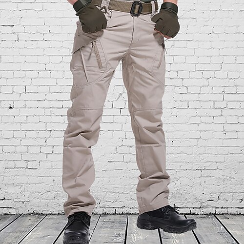 Herren Cargohose Cargohosen Cargohose Cargohosen Taktische Hose Wanderhose Knopf Multi Pocket Gerade geschnitten Glatt Komfort tragbar Casual Täglich Festtage Sport Modisch Schwarz Grün Image