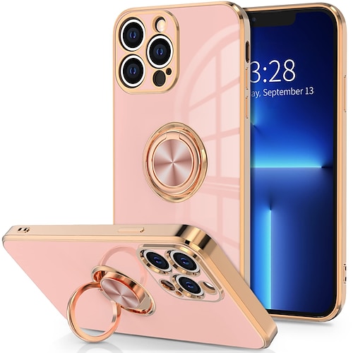 Handy Hülle Handyhüllen Für iPhone 16 15 14 Pro Max Plus 16e 13 12 11 Pro Max Mini Rückseite Mit Ständer Ringhalter Kameralinsenschutz TPU Beschichtung Image