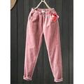 Damen Slim Fit Fleecehose Cordhose Streetwear Einfach Lässig Volle Länge Mittlere Taille Einfach Tasche Elastischer Bund Thermowarm Komfort Weich Mikroelastisch Urlaub Valentinstag Straße Schwarz