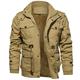 Herren Winterjacke Wintermantel Jacke Outdoor Strasse Windundurchlässig warm halten Kordelzug Winter Einfarbig Modisch warm halten Ständer Standard Baumwolle Vlies Schwarz Armeegrün Khaki Jacken