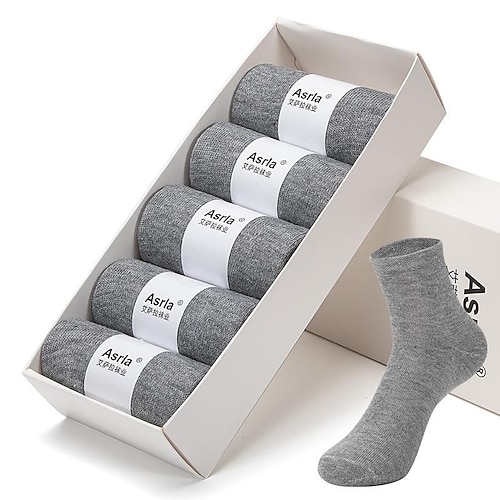 Herren 5 Paare Schwarz Weiß Farbe Solide / einfarbig B¨¹ro Casual Täglich Frühling Herbst Ganzjährig Legere Socken Geschäftlich Image