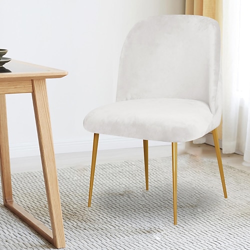 Esszimmerstuhlbezug, Stretch-Samt, gepolsterter Beistellstuhlbezug, Schonbezug, burgunderrot, gebogene Rückenlehne, Mid Century Akzent Esszimmerstuhlbezüge für Küche und Wohnzimmer Image