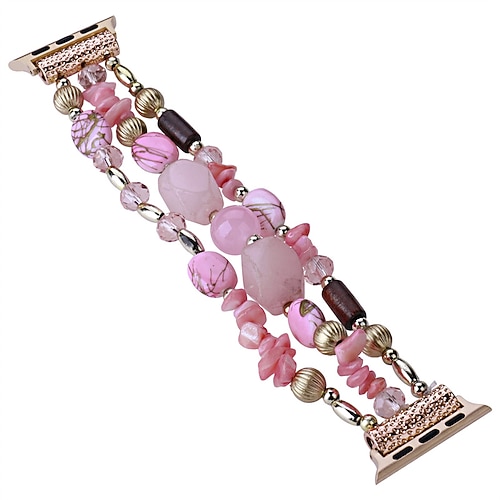 Schmuck Armband Kompatibel mit Apple Watch Armband 38mm 40mm 41mm 42mm 44mm 45mm 49mm Damen Perlenbesetzt Zwei Ton Glasperlen Ersatzarmband für iwatch Series Ultra 8 7 6 5 4 3 2 1 SE Image