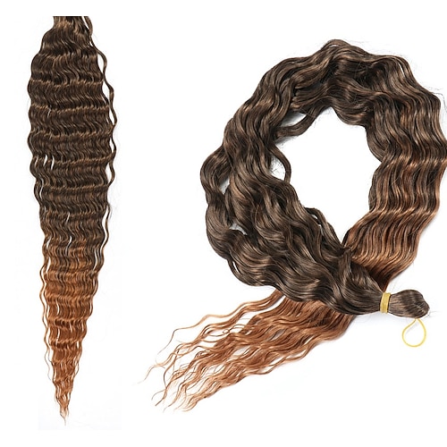 30 Zoll tiefe Welle Twist Häkelhaar natürliches synthetisches Zopfhaar mit Afro-Locken Ombre Flechten Haarverlängerungen für Frauen Image