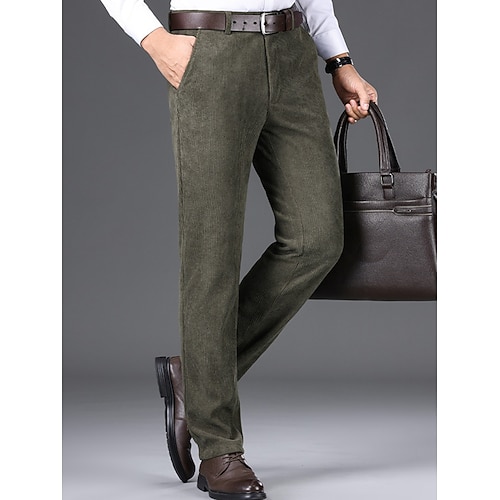 Herren Anzughosen Cordhose Hose Hosen Anzughose Tasche Glatt Komfort Atmungsaktiv Outdoor Täglich Ausgehen Modisch Brautkleider schlicht Cachi scuro Schwarz Image