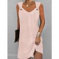 Damen Minikleid Weißes Kleid Abschlusskleid Freizeitkleid Trägerkleid Mode Streetwear Modern Outdoor Straße Täglich Normale Passform Ärmellos V Ausschnitt Schwarz Weiß Rosa Blau Sommer Frühling