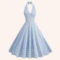 Retro Vintage 1950er Neckholder Rockabilly A-Linie Flapper Kleid Kleid Swing Kleid Midi Damen Maskerade Maskerade Date Kleid