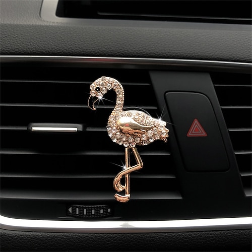 auto lufterfrischer legierung diamant luftauslass flamingo aroma diffusor auto innen parfüm clip high end auto inter zubehör Image