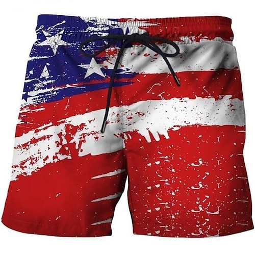 Herren 250. Jahrestag des Unabhängigkeitstages der USA am 4. Juli Adler Amerikanische Flagge Badehosen Badeshorts Boardshorts Mittlere Taille Hawaiianisch Lässig Strand Ferien Kordelzug mit Image