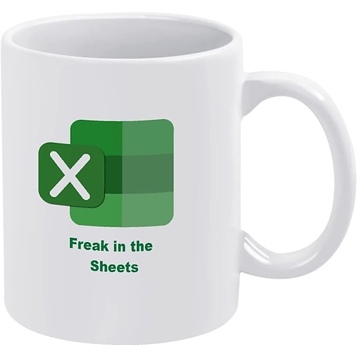 Excel-Kaffeetasse, lustige Geschenke für Frauen und Männer, Freak in the Sheets-Tasse, Geschenke für Chef, CPA, Freund, Kollegen, Buchhalter, weiße Keramik-Bürotasse, 300 ml Image