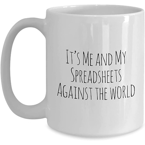 Excel-Kaffeetasse, lustige Geschenke für Frauen und Männer, Freak in the Sheets-Tasse, Geschenke für Chef, CPA, Freund, Kollegen, Buchhalter, weiße Keramik-Bürotasse, 300 ml Image