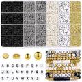5000-teiliges Tonperlen-Armband-Herstellungsset für Mädchen, Freundschafts-Tonperlen für Armbänder, gelb-orangefarbene weiße Perlen, Buchstaben-Goldperlen für das Schmuckherstellungs-Set
