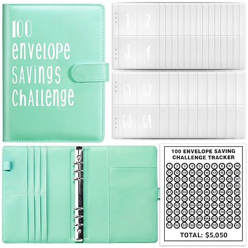 100-Umschläge-Herausforderungsbinder-Geldbinder mit Umschlägen-Spar-Herausforderungsbinder-Geldsparumschlag für das Schul-Heimbüro Image