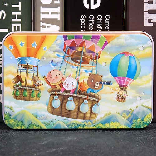 Holzpuzzle für Kinder 60 Teile Eisenbox-Puzzle für Kindergarten frühkindliche Bildung Holzspielzeuge Weihnachtsgeschenk Image