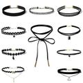 Halskette Spitze Chocker Set Schwarz Samt Choker Set Classic Gothic Tattoo Spitzenchoker Punk Goth Lolita Cosplay Damen Modeschmuck Modeschmuck