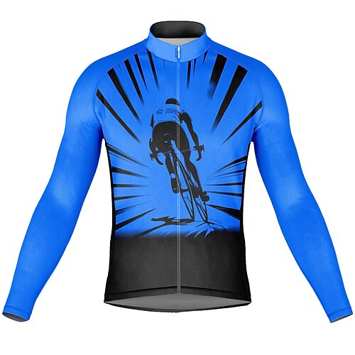 Herren Radtrikot Grafik Langarm Fahhrad Oberteil mit 3 Gesäßtaschen Mountainbike MTB Straßenradsport Schnelltrocknend Reflektierende Streifen Rückentasche Feuchtigkeitsableitend Sport Gelb Rot Orange Image