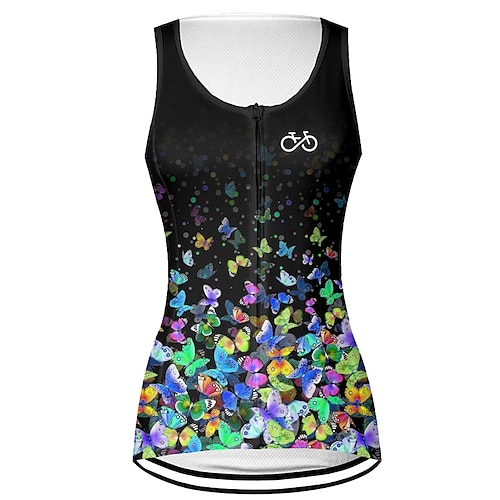 Damen Fahrradweste Radtrikot Grafik Schmetterling Ärmellos Fahhrad Weste / Gilet Trikot Oberteil mit 3 Gesäßtaschen Mountainbike MTB Straßenradsport Schnelltrocknend Rückentasche Image