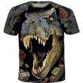 Kinder Baby Jungen T-Shirt Kurzarm Dinosaurier Fantastische Tierwesen Grafik 3D Tier Rundhalsausschnitt Druck Weiß Blau Gelb Kinder Oberteile Aktiv Cool 2-12 Jahre