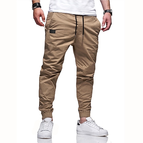 Herren Cargo-Hosen Cargohose Jogginghose Jogger Jogginghose Hose Kordelzug Elastischer Bund Einfach Sport im Freien Laufen Streetwear Training Armeegrün Schwarz Image