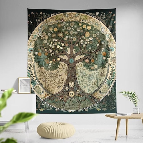 Baum des Lebens Mandala zum Aufhängen, Wandteppich, Wandkunst, Bohemian-Stil, großer Wandteppich, Wanddekoration, Fotografie, Hintergrund, Decke, Vorhang, Zuhause, Schlafzimmer, Wohnzimmer, Dekoration Image