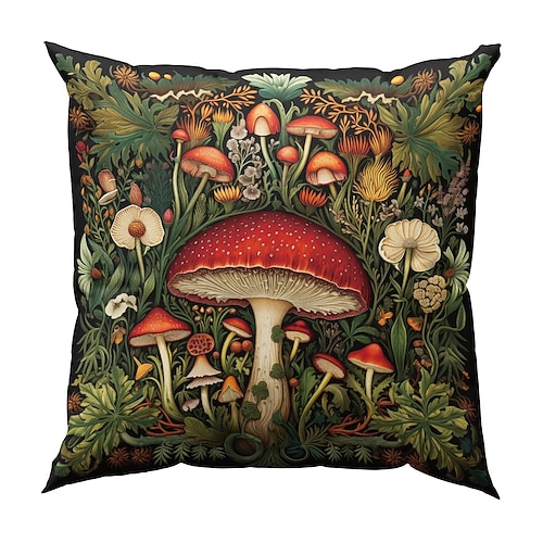 Doppelseitiger Kissenbezug, 1 Stück, Fantasy-Pilz, weich, dekorativ, quadratisch, Kissenbezug für Schlafzimmer, Wohnzimmer, Sofa, Couch, Stuhl Image