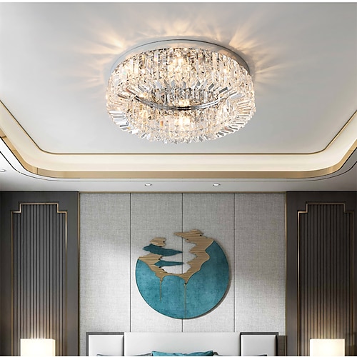 50/60/80 cm Kronleuchter LED-Kristall-Deckenleuchte Kreisdesign einzigartiges Design Unterputzleuchten Edelstahl LED im nordischen Stil 110-120 V 220-240 V Image