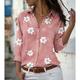 Damen Bluse Blumen Blumenmuster Täglich Taste Rosa Langarm Basic Hemdkragen Frühling Herbst