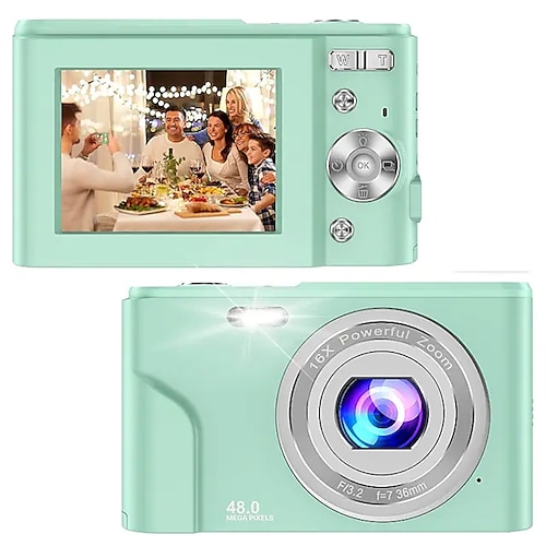 Digitalkamera 1080p 48 Megapixel Vlogging-Kamera mit 16-fachem Digitalzoom kompakte tragbare Minikameras für Anfänger Geburtstagsgeschenk
