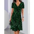 Damen Mini Kleid Petite Kleid Sommerkleid A-Linien Kleid Sommerkleid Vintage Mode Streetwear Outdoor Urlaub Hochzeitsgast Lockerer Sitz Kurze Ärmel Herzform Schwarz Wein Dunkelgrün Sommer