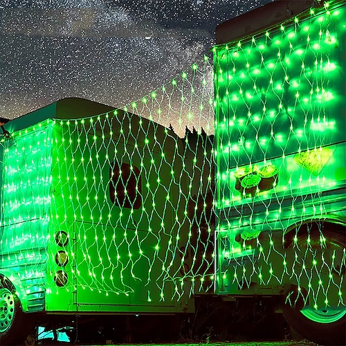LED Netzlichter 6x4m 880 LEDs Außen Lichterkette Netzlichter für Außen Terrasse Garten Busch Zaun Dekorationen Image