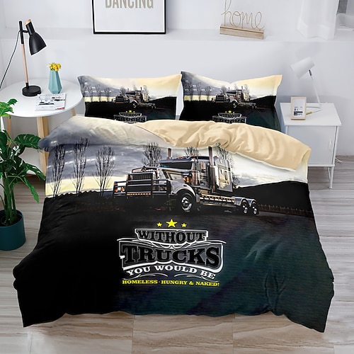 3D-Bettwäsche mit Bauernhof-Traktor-Druck, Bettbezug, Bettwäsche-Sets, Bettbezug mit 1 bedrucktem Bettbezug oder Bettdecke, 2 Kissenbezügen für Doppelbett/Queen/King Image