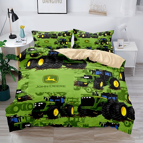 3D-Bettwäsche mit Bauernhof-Traktor-Druck, Bettbezug, Bettwäsche-Sets, Bettbezug mit 1 bedrucktem Bettbezug oder Bettdecke, 2 Kissenbezügen für Doppelbett/Queen/King Image