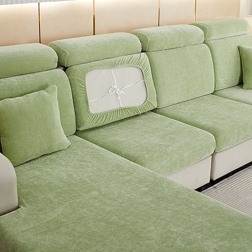 Stretch-Sofa Sitzkissenbezug Schonbezug elastischer Couch-Anreihsessel 2er-Sessel 4- oder 3-Sitzer L-Form solide weich strapazierfähig waschbar Image