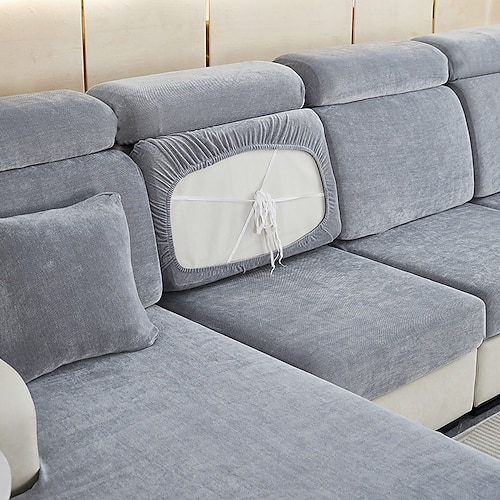 Stretch-Sofa Sitzkissenbezug Schonbezug elastischer Couch-Anreihsessel 2er-Sessel 4- oder 3-Sitzer L-Form solide weich strapazierfähig waschbar Image