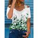 Damen T Shirt Bluse Blumen Graphic Strasse Casual Ausgehen Spitze Patchwork T-Shirt Ärmel Weiß Kurzarm Basic Modern Schulterfrei Sommer