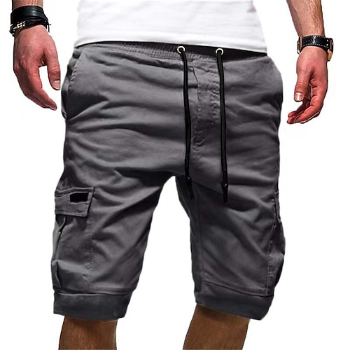 Herren Cargo-Shorts Mehrere Taschen Karte Außenbereich Sport Knielang Ferien Ausgehen Wochenende Shorts Schlank Meerblau Marineblau Unelastisch Image
