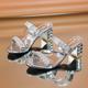 Damen Absätze Sandalen Bling-Bling-Schuhe Blockabsatz Sandalen Absatzsandalen Party Klub Feste Farbe Farbblock Sommer Strass Funkelnder Glitzer Stöckelschuh Blockabsatz Peep Toe Offene Spitze Modisch