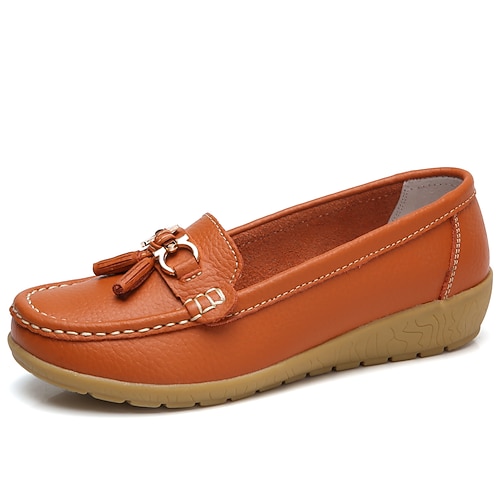 Damen Flache Schuhe Slip-Ons Übergrössen Klassische Loafer Weiche Schuhe Arbeit Täglich Gehen Feste Farbe Sommer Flacher Absatz Quadratischer Zeh Brautkleider schlicht Minimalismus Kunstleder PU Image