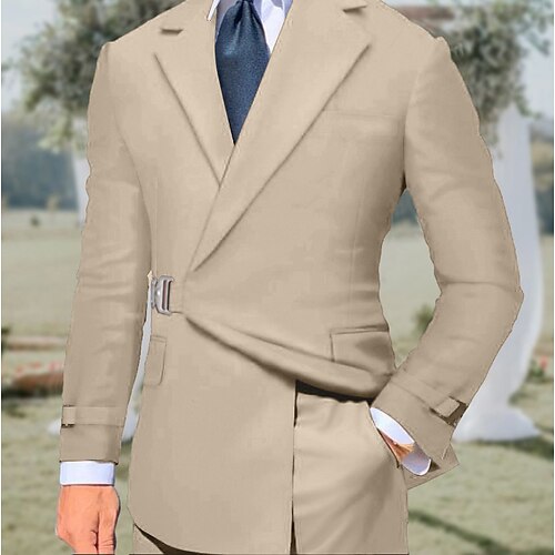 Herren Hochzeit Party Anzüge Fallendes Revers Gekerbtes Revers Schwarz Rosa Einfarbig Figurbetonter Schnitt 2-teilig Einreiher - 1 Knopf Image