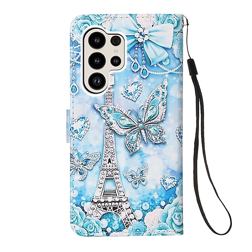 Handy Hülle Handyhüllen Für Samsung Galaxy S26 Ultra Plus S25 S24 S23 S22 S23 FE S21 Ultra Plus S20 A14 A34 Rückseite Brieftaschenhülle Mit Ständer Magnetisch Mit Handgelenkschlaufe Retro TPU PU-Leder Image