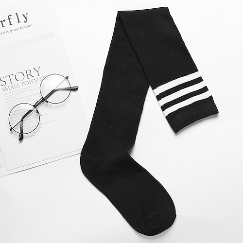 Lange Damensocken, koreanische Overknee-Socken, gestreifte Mid-Tube-Socken mit zwei Stegen, Studenten-Skateboard-Fußballsocken, Schulanfang, College-Studentin Image