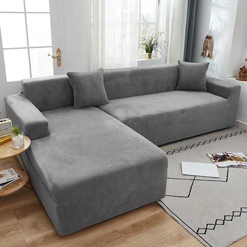 Stretch-Sofabezug Sofabezüge aus dickem Samt Schnittsofabezug L-förmiger Sofabezug Sessel Chaiselongue-Fall für Wohnzimmer Image