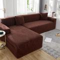 Stretch-Sofabezug Schonbezug elastischer Schnittsofa Sessel Loveseat 4- oder 3-Sitzer L-Form Jacquard grau wasserabweisend einfarbig einfarbig weich strapazierfähig waschbar