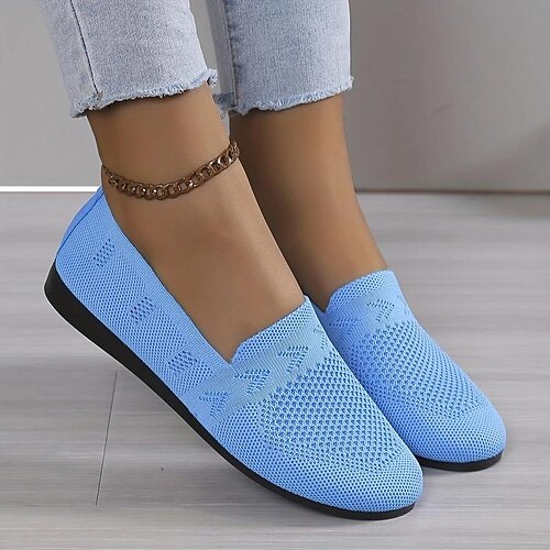 marineblaue Strick-Loafer für Damen – atmungsaktive Slipper zum Hineinschlüpfen für Komfort und Alltag Image