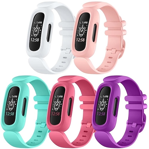 5 Stücke Smartwatch-Band Kompatibel mit Fitbit Ace 3 Weiches Silikon Smartwatch Gurt Wasserfest Verstellbar Atmungsaktiv Sportband Ersatz Armband Image