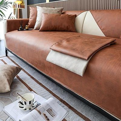 Sofamattenbezug Couch-Schonbezug Sofa-Sitzauflage Schnittbezug für Sessel Loveseat 4- oder 3-Sitzer L-Form Kunstleder für Kinder, Haustiere, Katzen (nicht im Set erhältlich) Image