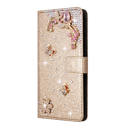 Handy Hülle Handyhüllen Für iPhone 17 Pro Max 17 Air 16 15 14 Pro Max Plus 16e 13 12 11 Pro Max Mini Brieftaschenhülle Flip-Cover Mit Ständer Vollschutz Bling Glitzer glänzend TPU Strass PU-Leder Image