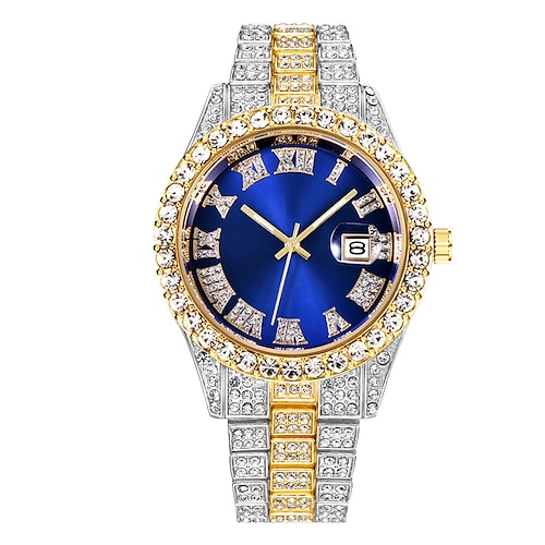 Quarz Uhr für Männer Männlich Hip Hop Voller Diamant Uhr Luxus Edelstahl Uhr Männer Analog Quarz Armbanduhren Geschenk Freund Image